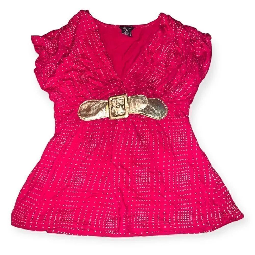 Vintage Y2k early 2000s belted baby doll blouse